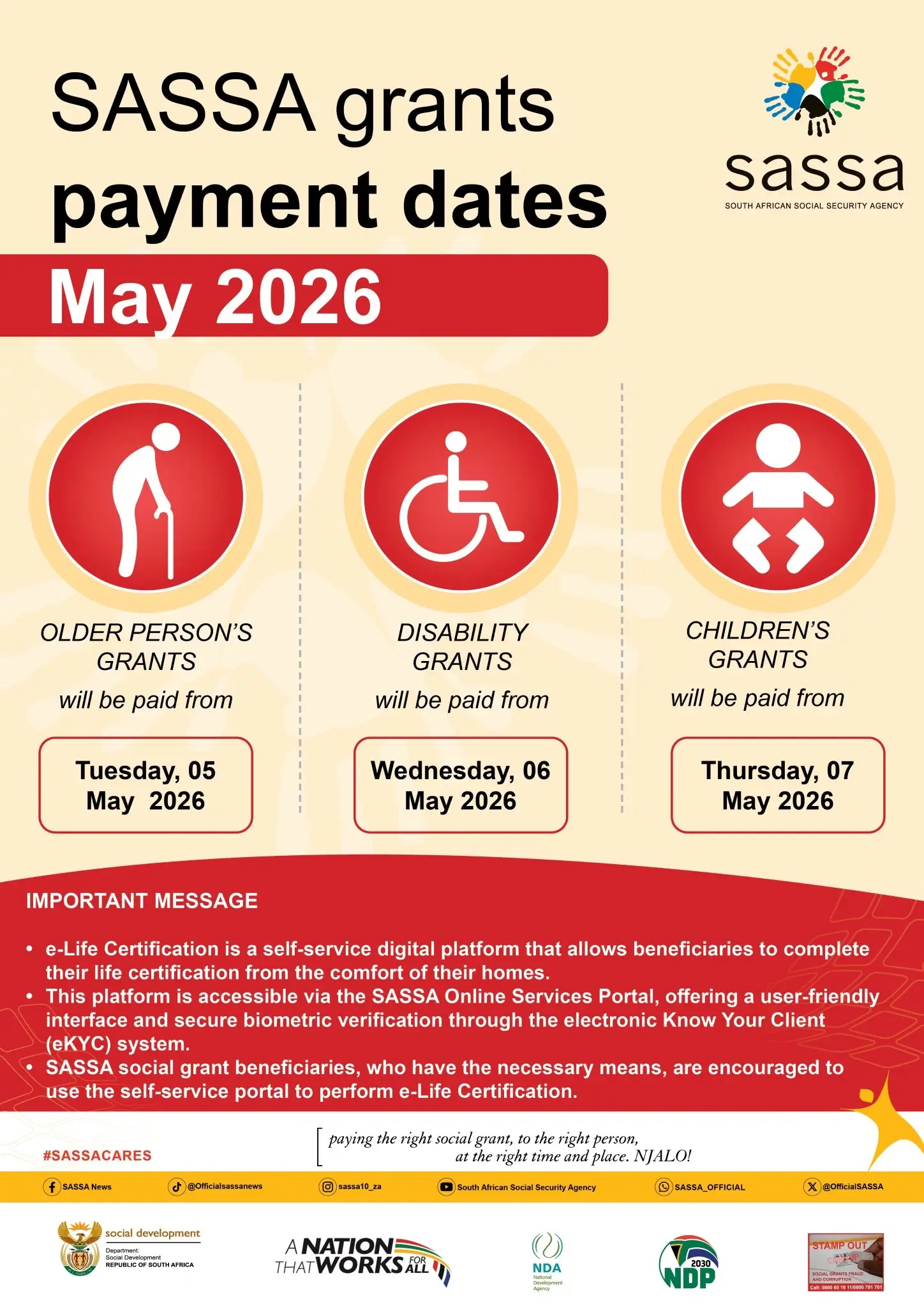 sassa may 2026 dates